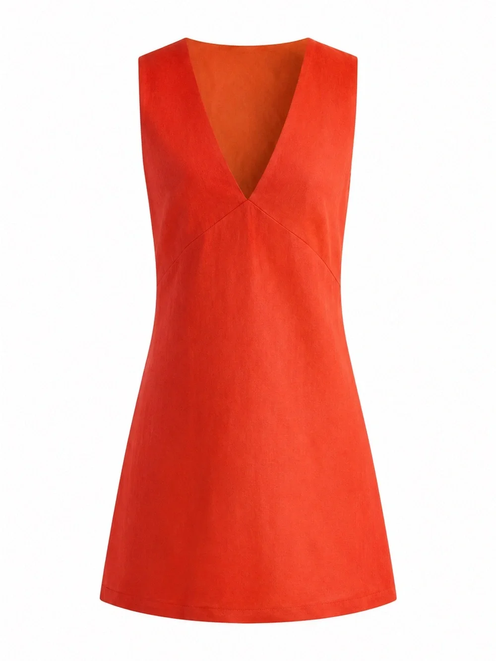 Commense Linen Cotton Sleeveless V-Neck Shift Dress Reddish Orange Size S - Picture 2 of 6